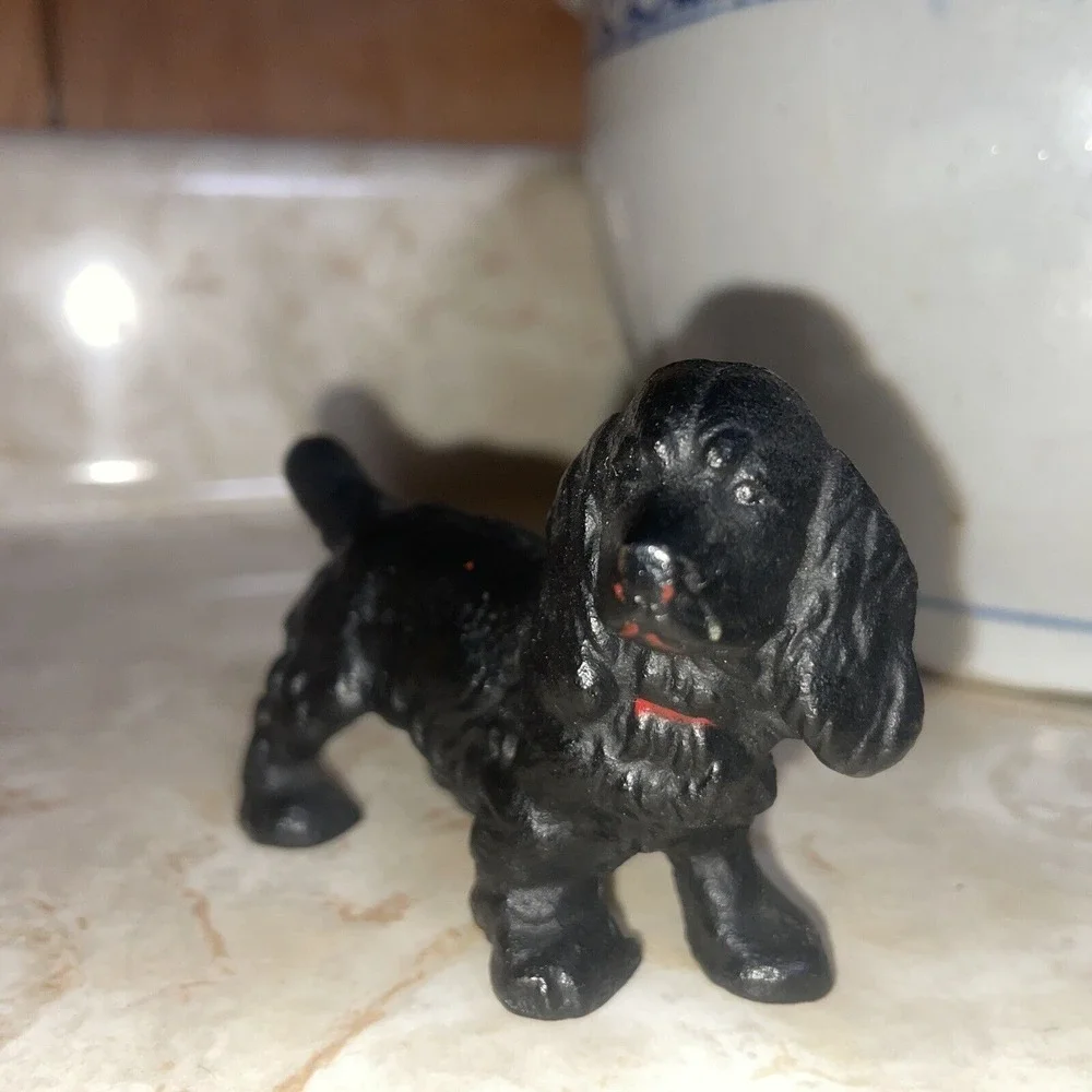 Vintage Hubley Black Solid Cast Iron Cocker Spaniel Dog 4